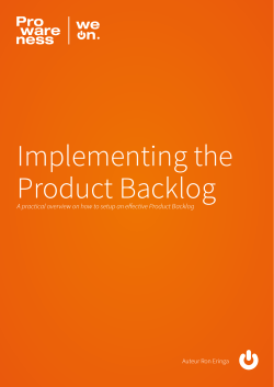 Implementing the Product Backlog Auteur Ron Eringa