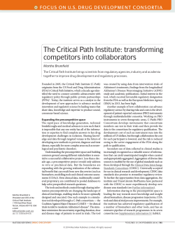 The Critical Path Institute: transforming competitors into collaborators