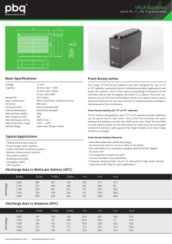 VRLA Batteries Basic Specifications Front Access series