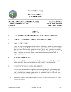 Town of Chino Valley MEETING NOTICE TOWN COUNCIL REGULAR MEETING (RESCHEDULED)