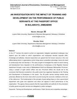 AN INVESTIGATION INTO THE IMPACT OF TRAINING AND