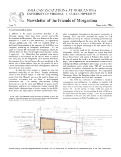 Newsletter of the Friends of Morgantina American Excavations at Morgantina November 2014