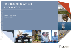 For personal use only An outstanding African success story Investor Presentation