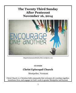 The Twenty Third Sunday After Pentecost November 16, 2014