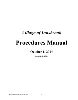Procedures Manual Village of Innsbrook  October 1, 2014