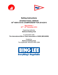 Sailing Instructions INTERNATIONAL MIRROR 50 NSW STATE CHAMPIONSHIP FOR 2014/2015