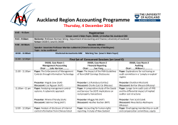 Auckland Region Accounting Programme  Thursday, 4 December 2014 Registration