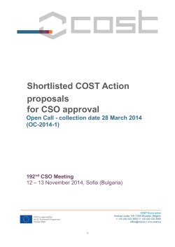   Shortlisted COST Action proposals for CSO approval
