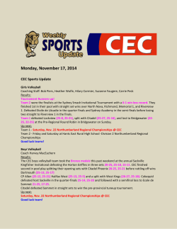 Monday, November 17, 2014 CEC Sports Update