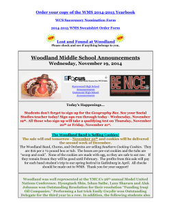 Woodland Middle School Announcements Wednesday, November 19, 2014