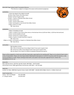 2014-2015 Tiger Hockey Duluth Tournament Itinerary