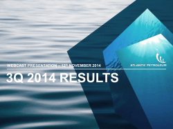 3Q 2014 RESULTS – 12 WEBCAST PRESENTATION NOVEMBER 2014