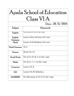 Apala School of Education Class VI A Date –18/11/2014 Subject