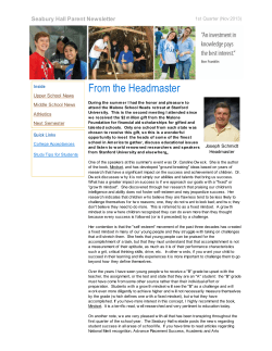 From the Headmaster Seabury Hall Parent Newsletter 1st Quarter (Nov 2013) Inside