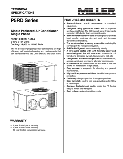 P5RD Series Single Packaged Air Conditioner, TECHNICAL SPECIFICATIONS
