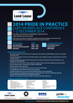 2014 PRIDE IN PRACTICE  LGBTI WORKPLACE CONFERENCE 1-2 DECEMBER 2014