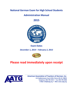 Please read immediately upon receipt 2015 Administration Manual
