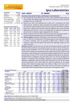 Ipca Laboratories  CMP: INR637 TP: INR809