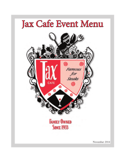 Jax Cafe Event Menu November 2014