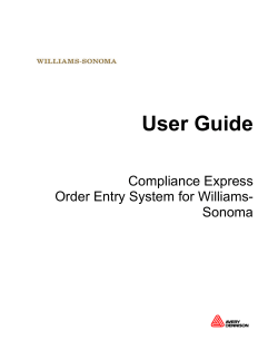 User Guide Compliance Express Order Entry System for Williams- Sonoma