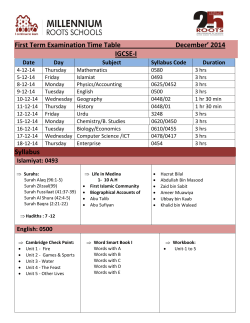 First Term Examination Time Table      ... IGCSE-I Syllabus