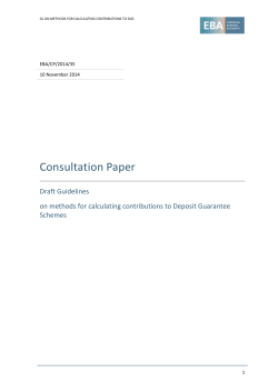 Consultation Paper Draft Guidelines on methods for calculating contributions to Deposit Guarantee