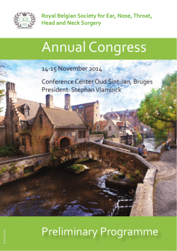 Annual Congress Preliminary Programme 14-15 November 2014 Conference Center Oud Sint-Jan, Bruges