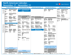 North American Calendar: November 17 – November 21  Monday November 17