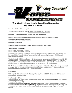 The West Holmes Knight Wrestling Newsletter By Bret E. Curren