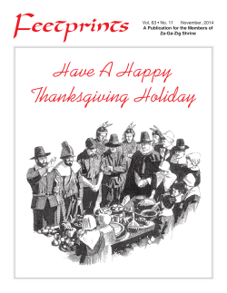 Have A Happy Thanksgiving Holiday Vol. 63 • No. 11 November, 2014