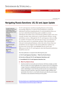 Navigating Russia Sanctions: US, EU and Japan Update CLIENT PUBLICATION