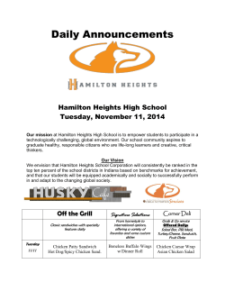 Daily Announcements Hamilton Heights High School Tuesday, November 11, 2014