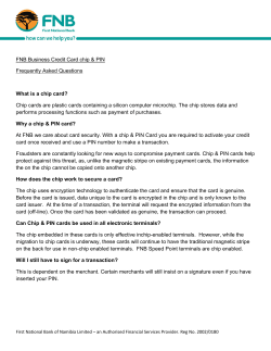 FNB Business Credit Card chip &amp; PIN Frequently Asked Questions