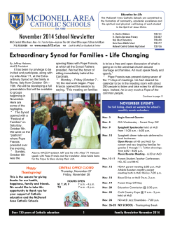 Extraordinary Synod for Families - Life Changing