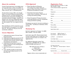 CEUs Approved About the workshop Registration Form