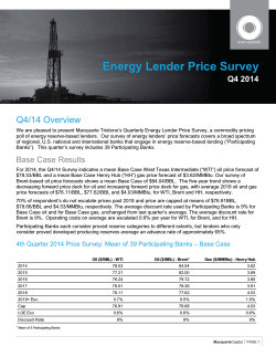 Energy Lender Price Survey Q4/14 Overview Q4 2014