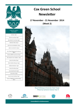Cox Green School Newsletter 17 November - 21 November  2014 (Week 2)