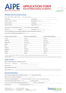 APPLICATION FORM FOR INTERNATIONAL STUDENTS PERSONAL DETAILS (in BLOCK letters)