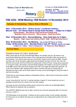 THE COG - RCM Meeting 1508 Bulletin 12 November 2014
