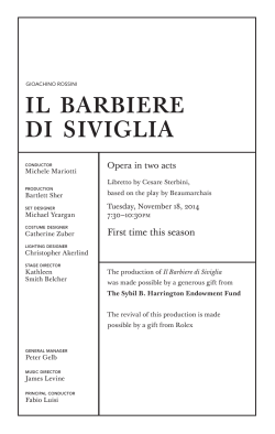 il barbiere di siviglia Opera in two acts Tuesday, November 18, 2014