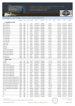 Shotgun Cartridge Price List (Gamebore)  Loa Shot Wad Case