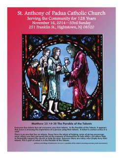 St. Anthony of Padua Catholic Church November 16, 2014—33rd Sunday