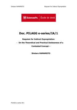 Doc. PILAGG e-series/IA/1 Requiem for Indirect Expropriation: Contested Concept –