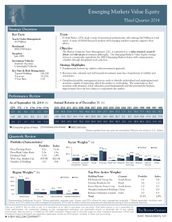Emerging Markets Value Equity Third Quarter 2014 Strategy Overview