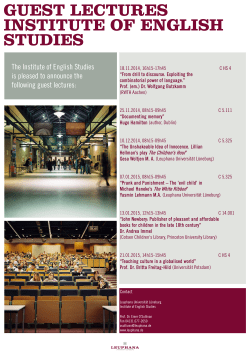 GUEST LECTURES INSTITUTE OF ENGLISH STUDIES