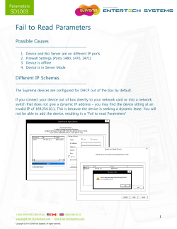 Fail to Read Parameters SD1003 Possible Causes Parameters
