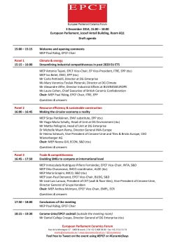 3 December 2014, 15:00 – 18:00 Draft agenda