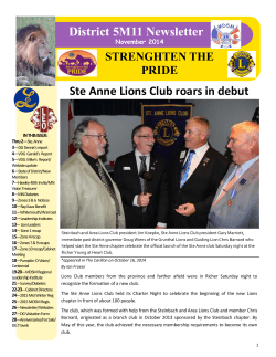 District 5M11 Newsletter Ste Anne Lions Club roars in debut STRENGHTEN THE PRIDE