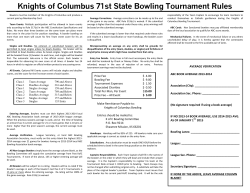 Knights of Columbus 71st State Bowling Tournament Rules
