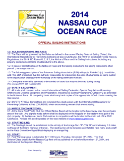 2014 NASSAU CUP OCEAN RACE OFFICIAL SAILING INSTRUCTIONS